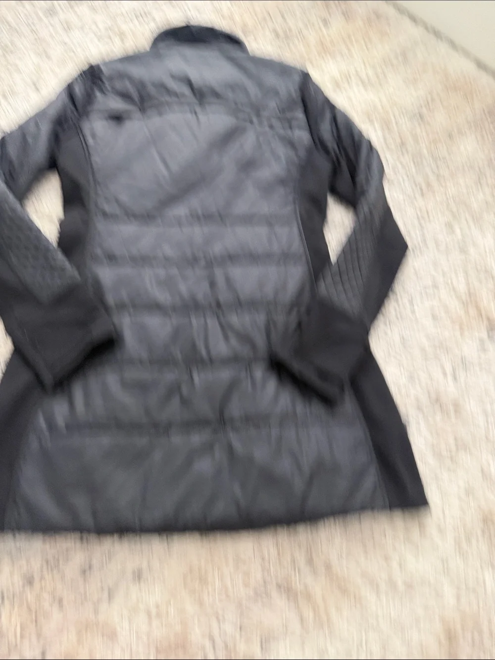 Athleta Black Quilted Panel Puffer Jacket